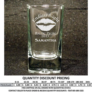 Personalized 2.75oz Square Shot Glass Custom Engraved Shot Glasses Formal Dance - Picture 1 of 16