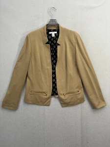Chico's Tan Open Blazer Jacket w/ Zipper Pockets Size 0 Lined - Picture 1 of 9