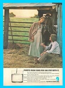 1972 Puerto Rican Rum vintage PRINT AD horse stable ranch alcohol cocktail hay - Picture 1 of 4