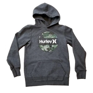 Hurley Pullover Hoodie Sweatshirt Boys Size M 10/12 Gray Camo Graphic Skater - Picture 1 of 9