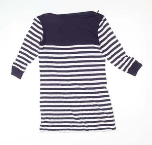 Marks & Spencer Womens Blue Viscose Blend Jumper Dress Size 12 Boat Neck - Picture 1 of 12