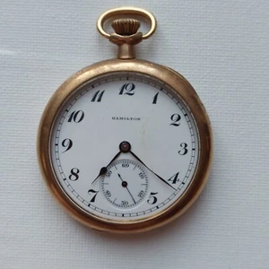 Antike Hamilton Taschenuhr Grade 910 17 Jewels 12er Modell 1 Open Face Gehäuse - Bild 1 von 10