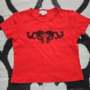 Vintage Lipstick D Amore Dragon Crop Top USA Made Large  - Picture 1 of 5