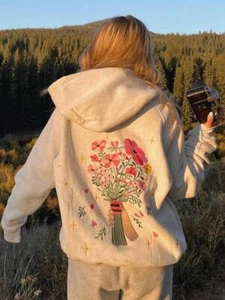 Sudadera con capucha vintage de gran tamaño con estampado floral cuello redondo Dandy Streetwear - Imagen 1 de 14