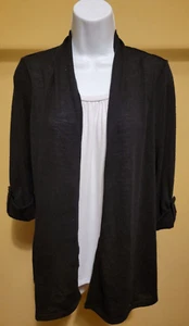 NWT $44 Elementz Women's Black White Attached Tank Cardigan Sweater Sz: PS - Picture 1 of 2