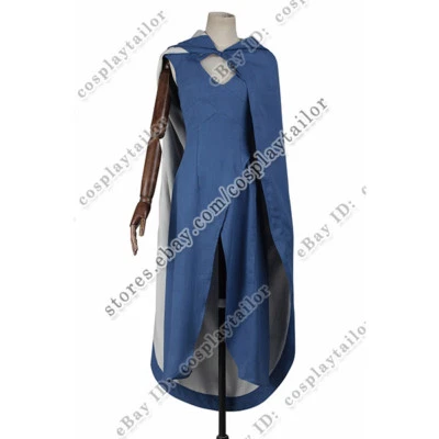Juego de Tronos Daenerys Targaryen Disfraz Disfraz Vestido Azul Conjunto Completo Foto 1 de 4