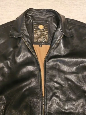 Men's Black Leather Marc New York XXL First Class Jacket - Image 1 of 4