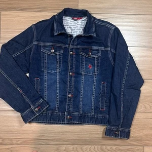 Ferrari Denim Jean Jacket Boys Large Embroidered Logo Dark Wash Coat - Picture 1 of 8