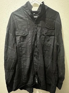 Gas Monkey Garage Blood Sweat Beers Black Flannel Snap Shirt 3XL Dallas Texas - Picture 1 of 7
