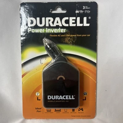 Duracell 150 Watt Power Inverter Car Cigarette Plug DRINVM150 NEW - Image 1 of 3