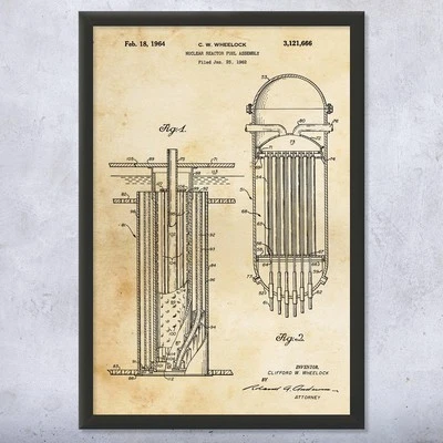 PATENT EARTH Nuclear Reactor Fuel Rods Patent Wall Art: Engineering Student, Consultant Gift