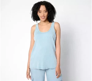 Peace Love World Boheme Ribbed Knit Swing Tank Top Cloud Blue,L A651404 - Picture 1 of 1