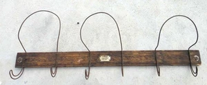 antique victorian 32" HAT COAT wood wire hook WALL RACK signed COBURN ATHOL MA - Picture 1 of 7