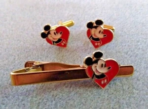 Vintage Style Retro Mickey Tie Clip Cufflinks Great Gift For Him Father's Day - Picture 1 of 37