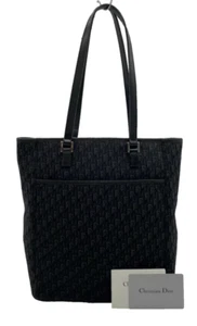 Authentic Christian Dior Trotter Canvas Leather Black Tote Bag Purse - Picture 1 of 9