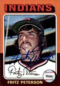 Fritz Peterson 1975 Topps Mini #62 Cleveland Indians Signed Baseball Card - Picture 1 of 2