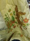 Vintage Baby Quilted Blanket Yellow With Turtle And Bunny