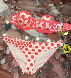 Body Glove Bandeau Polka Dot Bikini Swimsuit 2pc Set Women's XS S - Picture 1 of 4