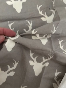 Vtg 31X19L HELLO BEAR Bonnie Christine White Gray DEER HEAD FABRIC Xmas Gallery - Picture 1 of 8