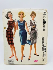 Abito slim McCall's 6399 - maglione e blusa fiocco, datato 1962 taglia 16, busto 36 NON TAGLIATO - Foto 1 di 2
