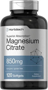Horbäach Magnesium Citrate | 850Mg | 120 Softgels | Superior Absorption | Non-Gm - Picture 1 of 7
