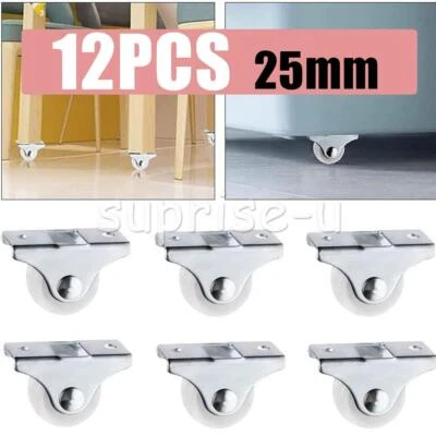 INFINITEWORLD17 12 Pcs Fixed Castor Wheels for Furniture Cabinet Small Casters Non-Swivel 25MM