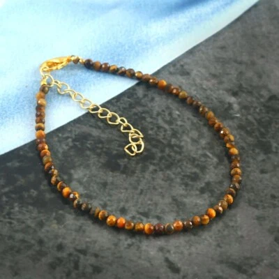 A++ Natur Tigerauge facettierte runde Edelstein Perlen handgefertigte Armbänd... - Bild 1 von 4