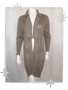 C - Gilet Cardigan Fantaisie Long Taupe Chiné Créa Concept Taille 38 - Imagen 1 de 8