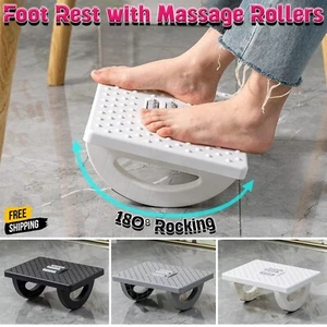 Rocking Foot Rest Stool with Massage Roller Under Desk Foot Support Home Office - Picture 1 of 14