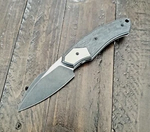 Custom Knife Factory CKF Davless #304/ S90V / Zircuti clip and bolster inlays - Picture 1 of 13