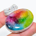 Rainbow Solar Quartz Gemstone 925 Sterling Silver Jewelry Pendant 1.58"