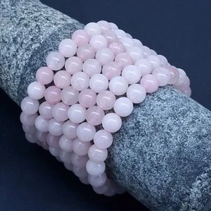 Großhandel 6 Stück Natürlich Rosa Rose Quarz 8mm Kristall Heil Stretcharmband q7 - Bild 1 von 6