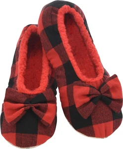 Buffalo Plaid Ballet Slippers for Women Indoor, Ballerina Slipper Socks Non-Skid - Picture 1 of 5