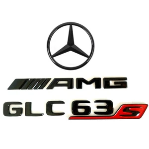 Gloss Black GLC63S AMG Star Rear Trunk Emblem Badge For Mercedes GLC63S SUV X253 - Picture 1 of 7