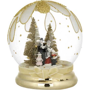 Sfera Natalizia Regalo In Argento Pvd Oro Giallo Vetro Soffiato Luce Led Calda - Picture 1 of 3