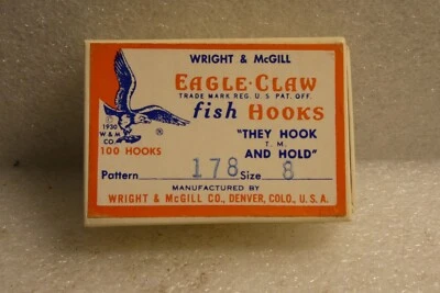 SMALL GOLD FISH HOOKS EAGLE CLAW 178 VINTAGE BEAK 100 PCS SZ 8 FISHING BAIT - Image 1 of 4