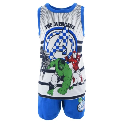 COMPLETO SHORT + CANOTTA AVENGERS MARVEL BAMBINO 100% COTONE - EX1069BLU - Immagine 1 di 2