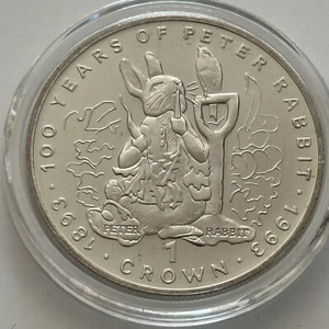 1993 Gibraltar Peter Rabbit Coin CuNi Brilliant Uncirculated Condition - Picture 1 of 4