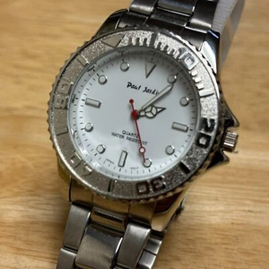 Paul Jardin Quartz Watch Men Silver White Rotating Bezel Analog New Battery 8" - Picture 1 of 6