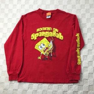 VINTAGE Spongebob Squarepants Shirt Boys M Red Long Sleeve Y2K Graphic T Kids * - Picture 1 of 13