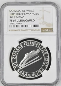 1983 YUGOSLAVIA 500 Dinara, Silver - NGC PF69 UC - Ski Jumping - Picture 1 of 2
