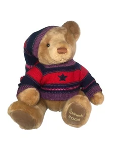 Harrods 2004 Thomas Christmas Bear In Wooly Striped Jumper & Hat Soft Toy - Picture 1 of 7