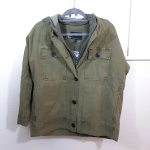 Lucky Brand Women's Military Jacket sweater Olive Removable Hoodie XS $149 - Picture 1 of 7
