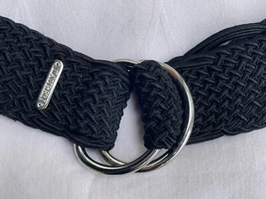 Lauren Ralph Lauren Womens Black Braided Belt Nylon D Ring 2” Whimsigoth Boho - Picture 1 of 8