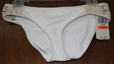 Nuevo pantalón de bikini Lucky Brand para mujer $48 con acento de ganchillo, S, pequeño, blanco Foto 1 de 4