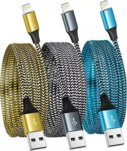 For Iphone Charger 3 Pack 6FT USB Lightning Cable Mfi Certified Fast Charging Ny - Picture 1 of 12