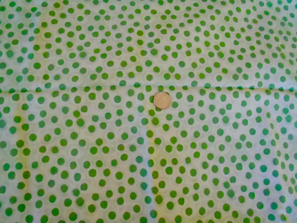 1 2/3 yds Cute Cathy Loo  Green Polka Dots on Green Cotton Fabric - Image 1 of 1