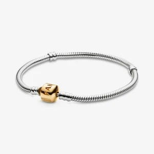 Pulsera Pandora Momentos Serpiente Cadena Plata Esterlina/Oro 14kt #590702HV-19 - Imagen 1 de 4