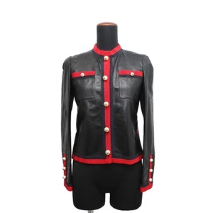 GUCCI Lederjacke Größe 36 Leder/Baumwolle100% schwarz/rot/marine - Bild 1 von 12