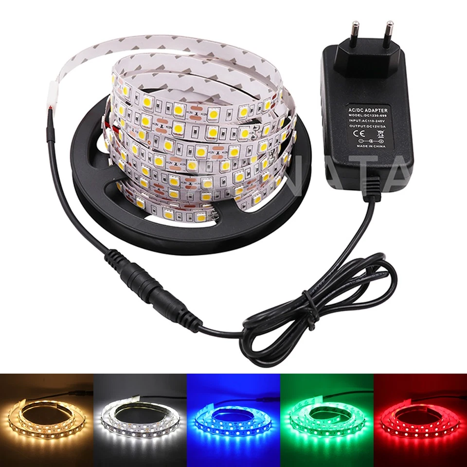 Striscia LED 60LED/m 5050 Luce Nastro Luminoso Bianco Caldo 12V per Decorazione - Immagine 1 di 1